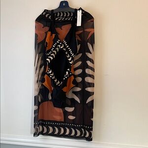 Commence Black and Orange Patterned Swimsuit with Cover-Up
